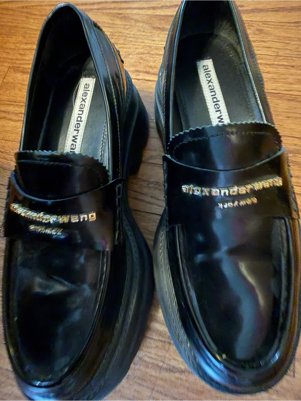 Alexander Wang Black Patent Leather Platform Penny Loafers - Picture 7 of 8